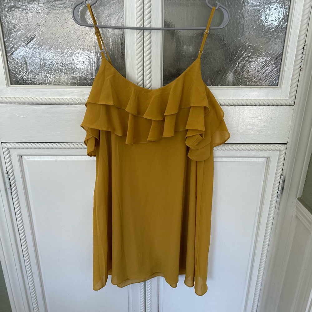 Mustard Ruffle Mini Dress